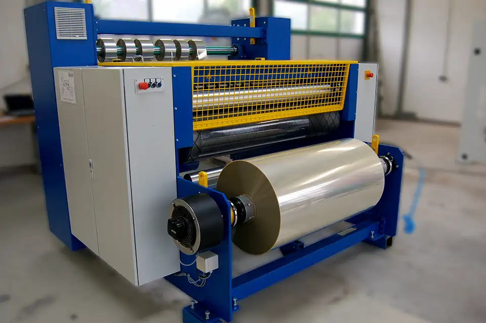 Umroll- und Längsschneidmaschine für Folien